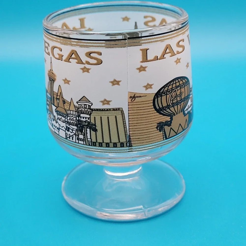 Las Vegas Collectible‎ Souvenir Shot Glass Landmark Buildings Frosted Gold Black